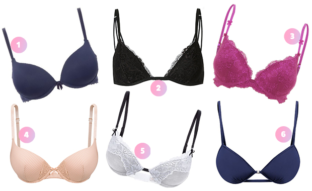 sutia-seios-pequenos-01 1 - Valisere na OQ Vestir (R$ 62)* 2 - John John na Farfetch (R$ 168)* 3 - Loungerie (R$ 89,90)* 4 - Hope (R$ 109)* 5 - Jogê na Shop2gether (R$ 179)* 6 - Cris Barros na Shop2gether (R$ 298)*