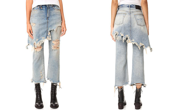 saia calça jeans usada pela Gigi Hadid saia calça jeans usada pela Gigi Hadid