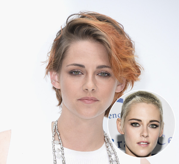 Kristen-Stewart-transformação-de-cabelo Kristen Stewart de cabelo laranja e de cabelo curtinho