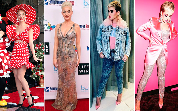 2018 – O ano já começou com a Katy arrasando no visu Minnie Mouse de bolinhas. E já deu pra perceber que a cantora está na pegada das calças justinhas e do macacão, né? Já estamos aguardando mais looks baphônicos!