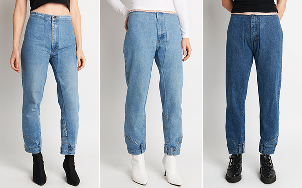 calças-jeans-invertidas Marca americana criou a calça jeans invertida.