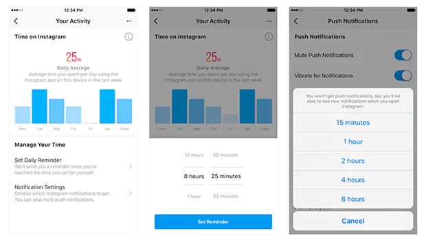 Facebook e Instagram ganham relógio para controlar seu tempo nas redes