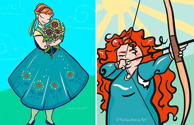 Artista cria representações plus size de princesas da Disney