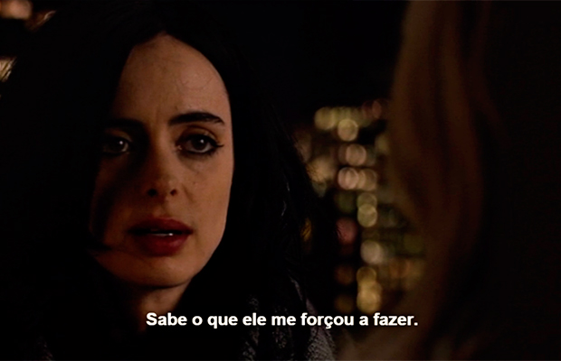 Jessica Jones dizendo que o homem a forçou a fazer algo que não queria