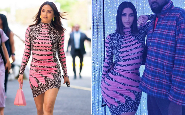 Camila Mendes e Kim Kardashian usam o mesmo vestido