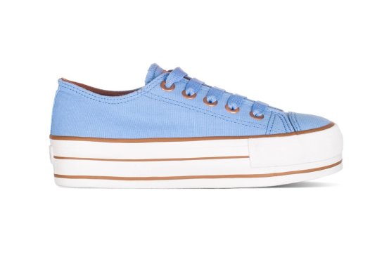 Tênis Capricho Shoes Likes Plataform Canvas Azul Cobre R$ 139,90 Capricho Shoes