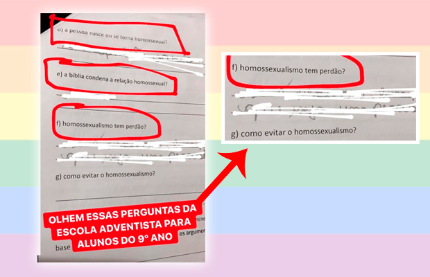 Escola faz prova com conteúdo homofóbico e ultrapassado, e causa revolta