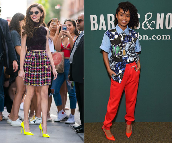 natalia-dyer-yara-shahidi-sapato-neon