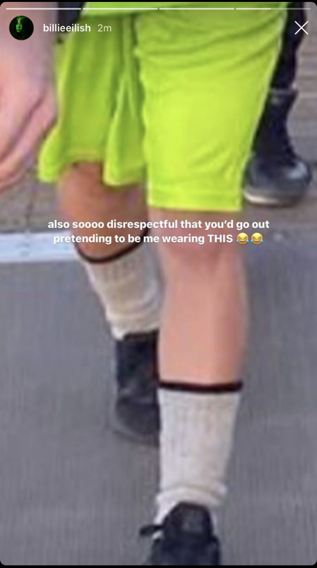 Billie EIlish Instagram Stories pedindo que as pessoas parem de se vestir como ela 2