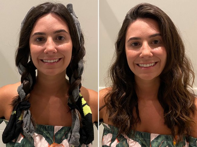 Desafio enrolar o cabelo com meia tiktok