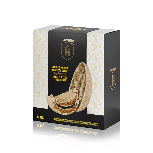 Ovo branco de cookies com raspas de limão e recheio de doce de leite 300g da Havanna (R$ 58*)