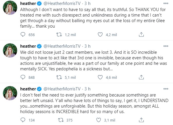 heather-tuites-defendendo-mark-salling Tuítes de Heather Morris defendendo Mark Salling