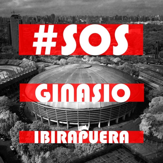 sosibirapuera Imagem do Ginásio Ibirapuera com a frase