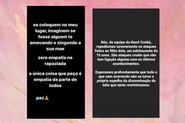 stories-filho-karol-conka-equipe stories feito por Jorge e por equipe de Karol Conká