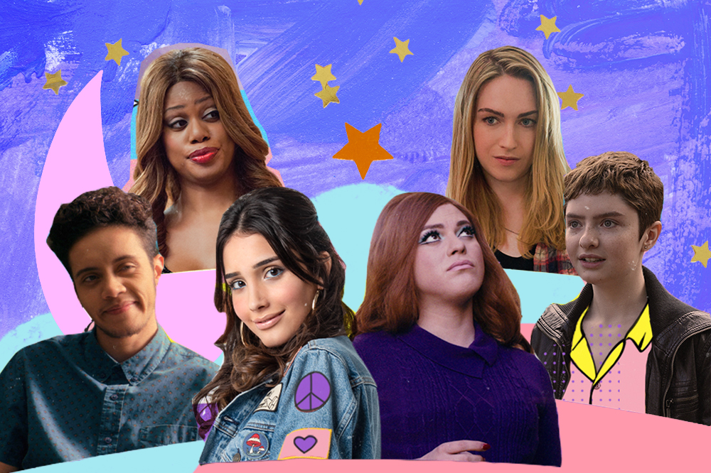 montagem com personagens trans de títulos da Netflix