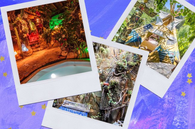 17 viagens que todo nerd vai querer fazer no pós-pandemia Montagem sobre fundo azul com fotos de um Airbnb tematizado do Piratas do Caribe