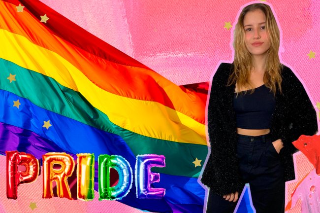PRIDE Colagem com balões formando a palavra