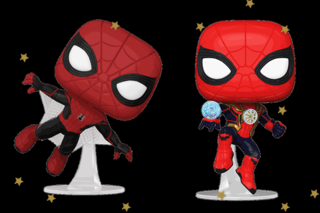 Montagem com dois funko pop do Homem-Aranha