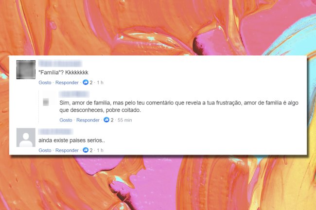 Print de comentários dizendo que famílias homossexuais não são normais