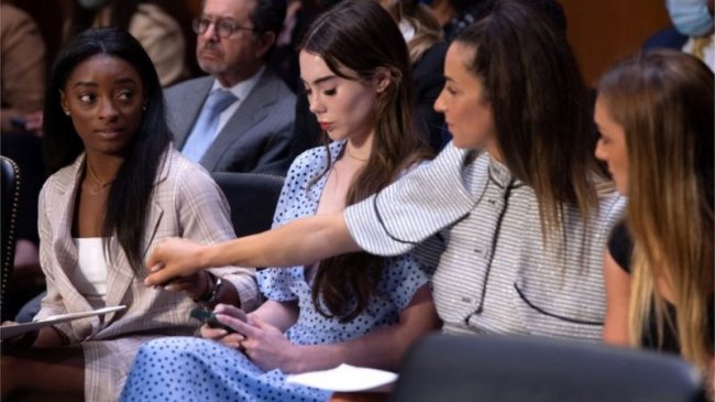 _120575701_gymnastsreuters As ginastas Simone Biles, McKayla Maroney, Aly Raisman e Maggie Nichols durante participação em comitê do Senado