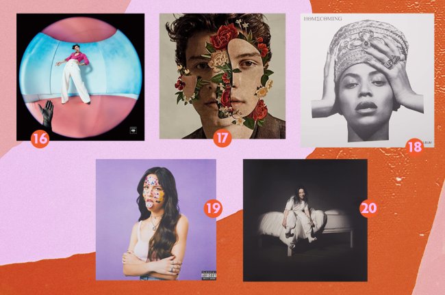 Montagem com vinis que estão na promoção na Amazon. Na imagem, títulos de Harry Styles, Beyoncé, Shawn Mendes, Olivia Rodrigo e Billie Eilish