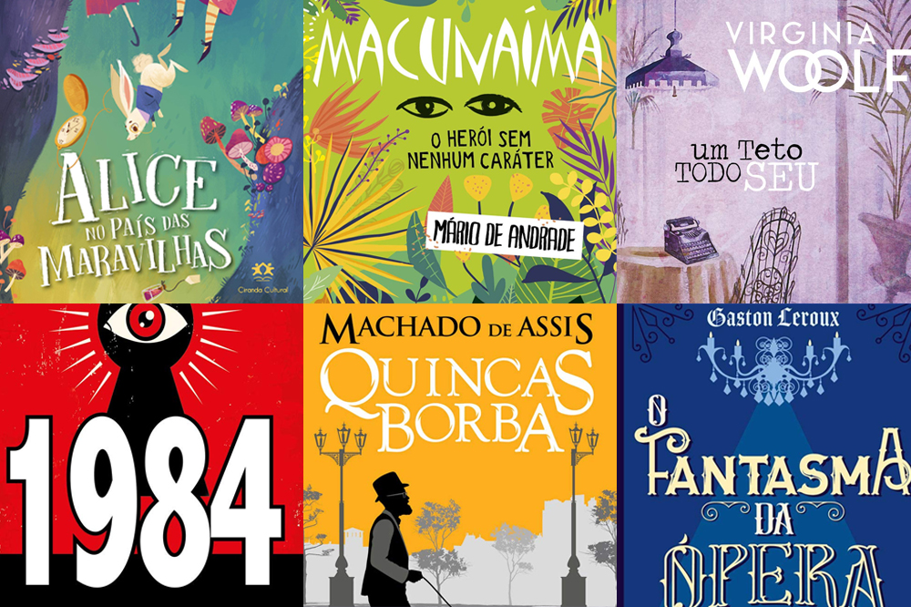 Montagem com livros clássicos que estão em promoção na Amazon