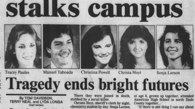 Você sabia que a franquia “Pânico” é inspirada em uma história real? Recorte de um jornal com vítimas do serial killer Danny Rolling