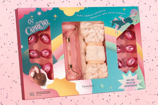 kit-pascoa-capricho-cacau-show-skincare Kit Páscoa da CAPRICHO e Cacau Show com ovinhos de chocolate e itens de skincare