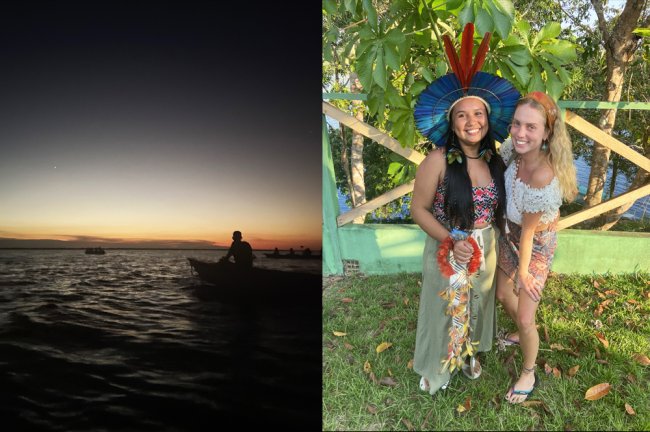 Até quando vamos continuar desumanizando o debate climático e ambiental? Fotos na Amazônia. À esquerda, do nascer do Sol. À direita, da ativista Val Munduruku