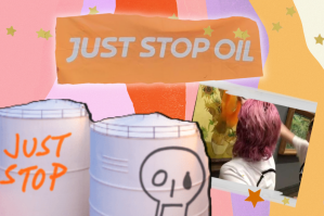 just stop oil colagem de fotos em tons alaranjados do movimento