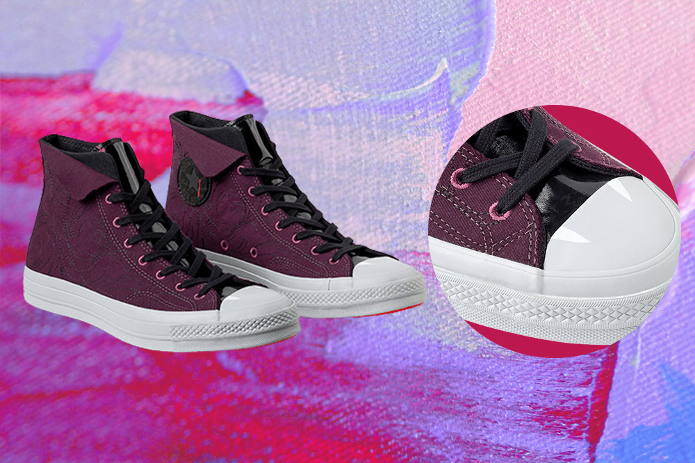 colecao-converse-tenis-halloween-02 Tênis inspirado no Conde Drácula da coleção de Halloween da Converse em montagem com fundo roxo e lilás