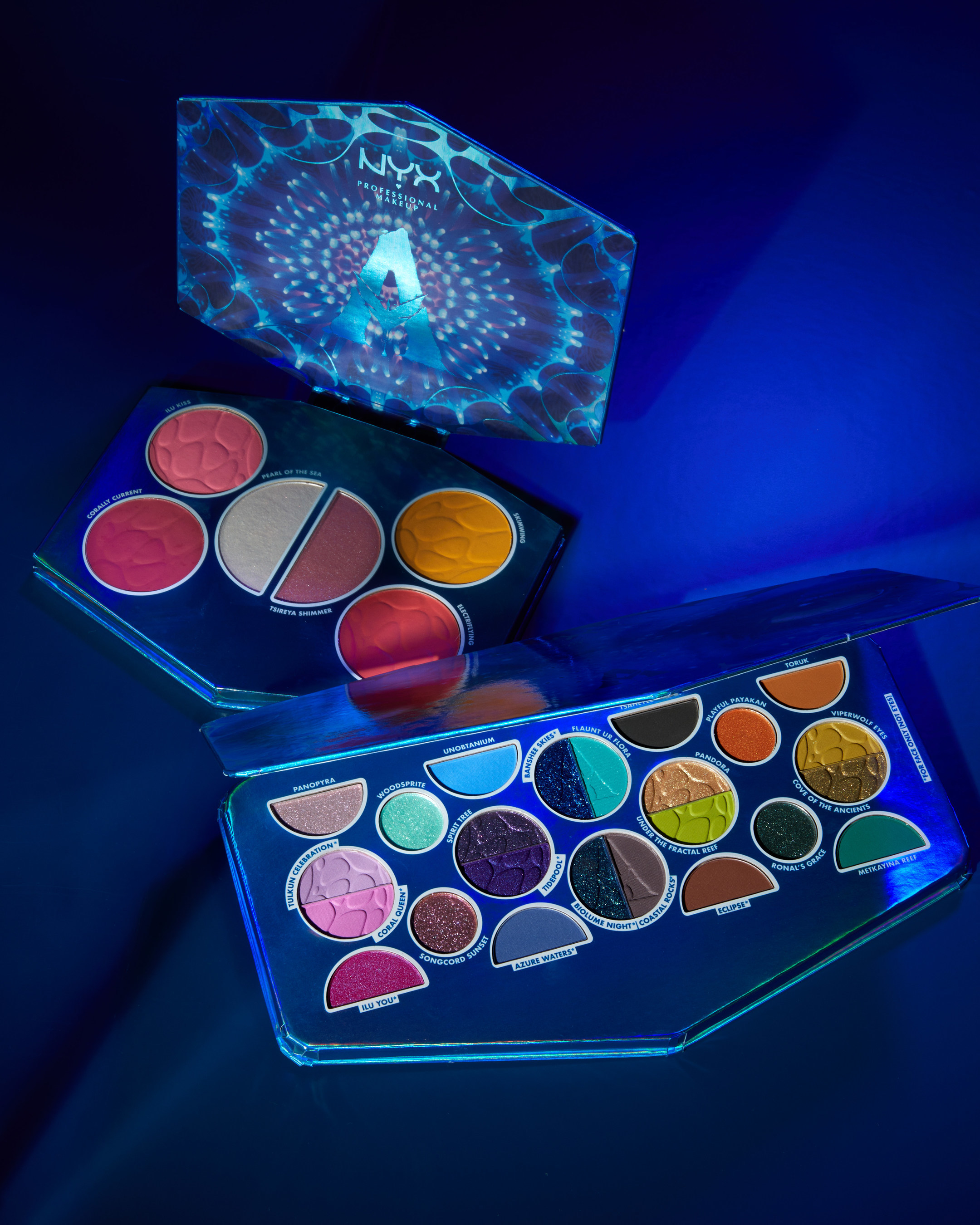 NYX Professional Makeup-Way of the Water Collection Paletas de blush e iluminador e de sombras da coleção da NYX x Avatar: O Caminho da Água