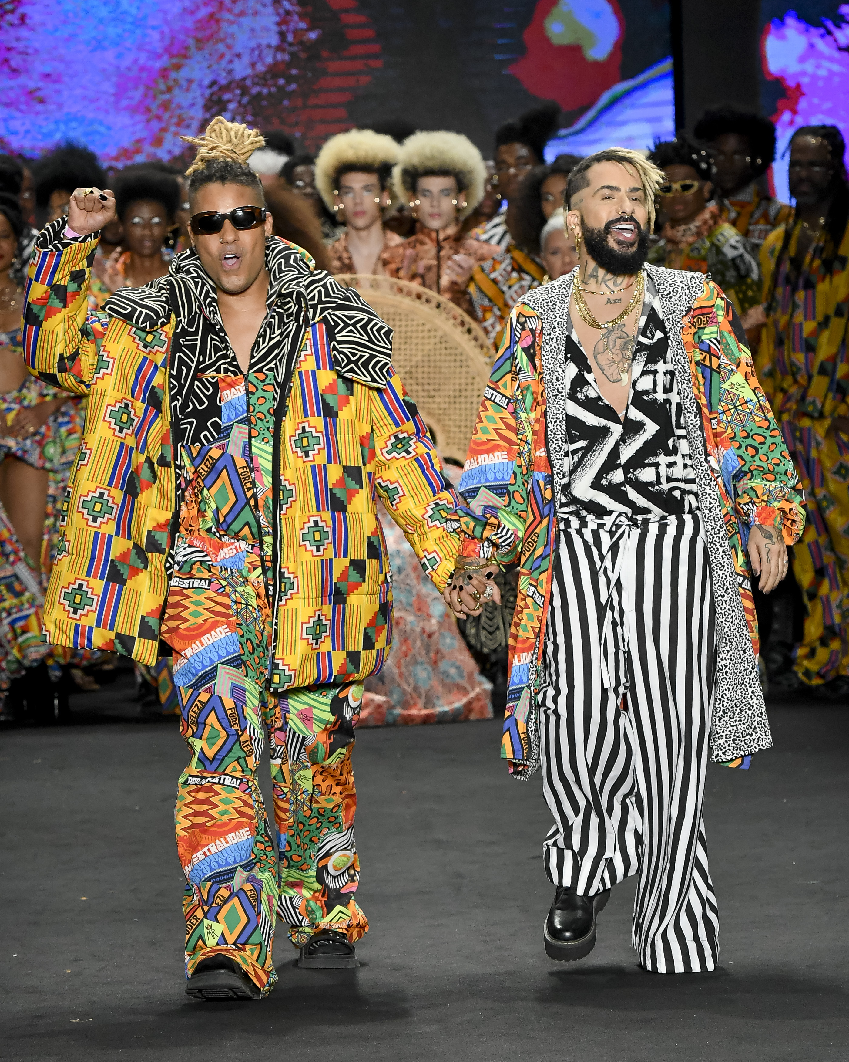 Meninos ReiSPFW N55Foto: Ze Takahashi / @agfotosite Junior e Céu Rocha, estilistas da marca Meninos Rei, no São Paulo Fashion Week N55