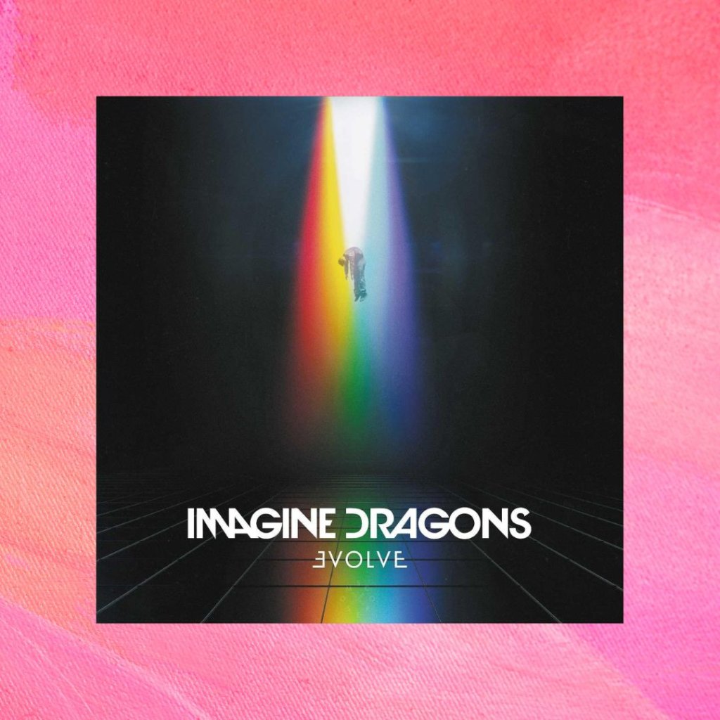 Capa do álbum Evolve de Imagine Dragons. Fundo rosa.