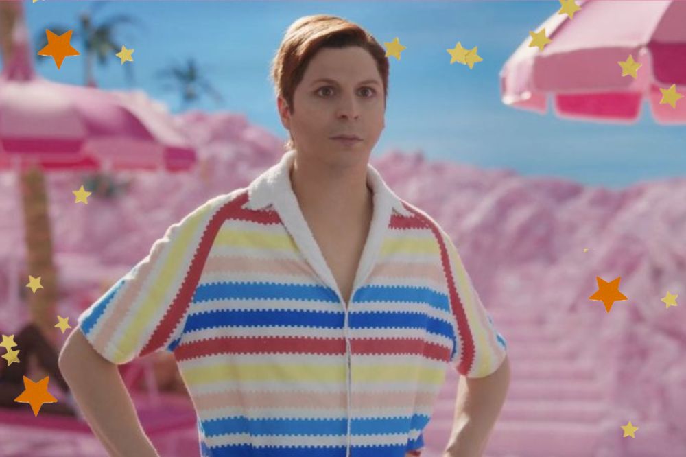 Foto de Michael Cera caracterizado como Allan em Barbie