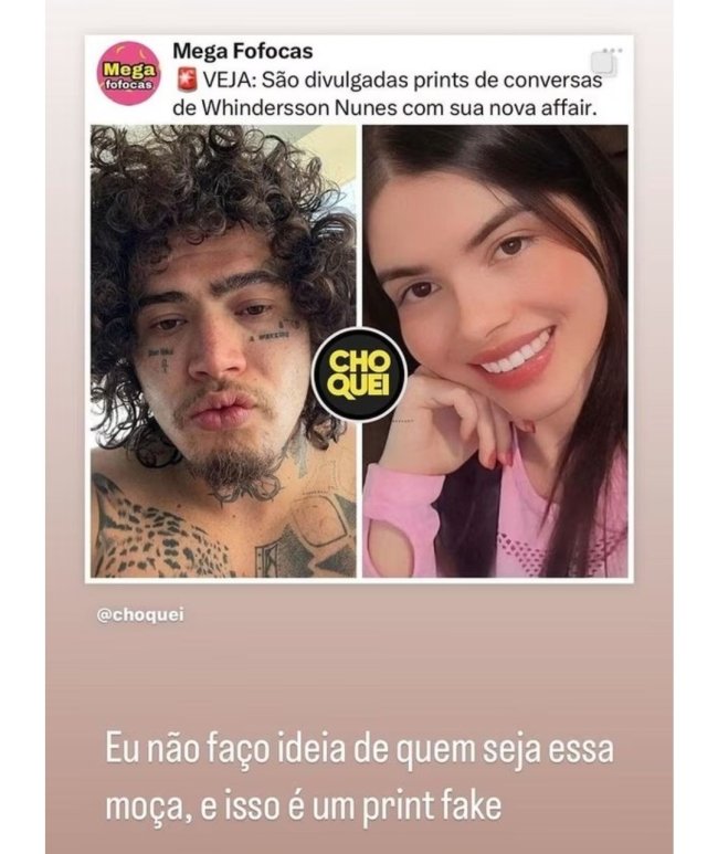 Print do story de Whindersson Nunes