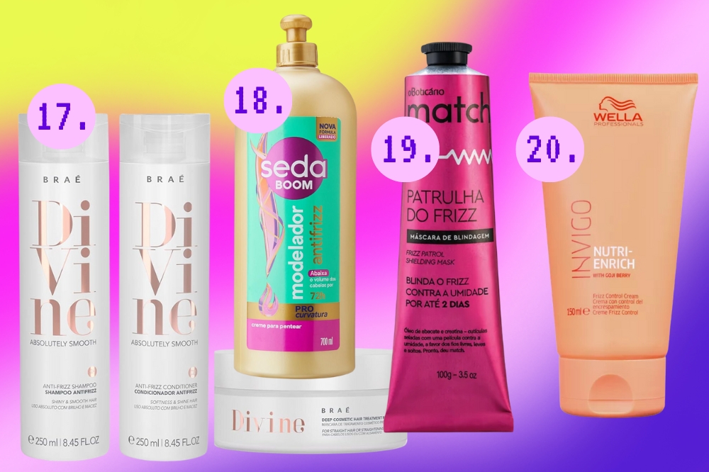 Produtos de cabelo antifrizz