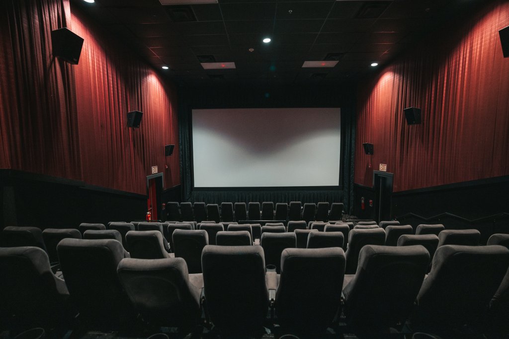 Movie Theater grey seats in a modern cinema