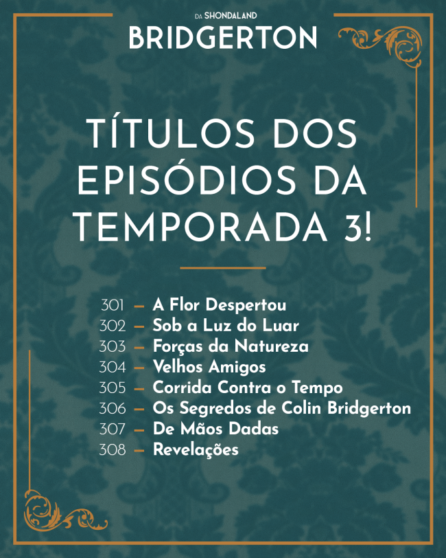 Bridgerton episódios Lista com os nomes dos episódios de Bridgerton