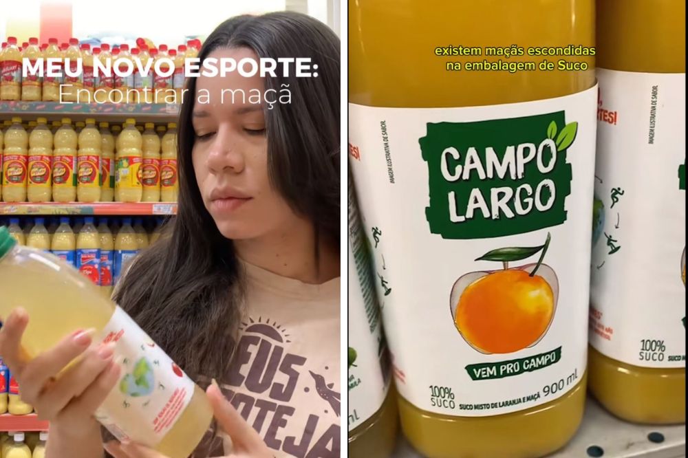 Viral de encontrar imagens de maçã em embalagens de suco.