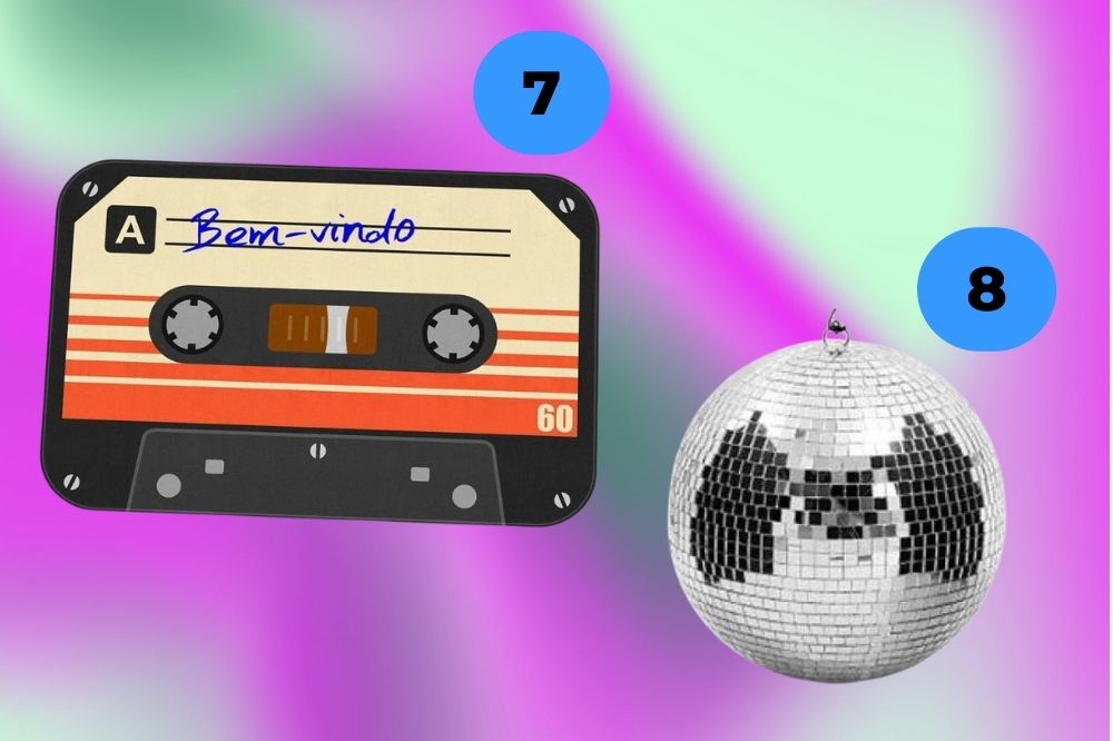 decoração-bruno-mars4 Tapete Fita Cassete e Globo Espelhado para Festas