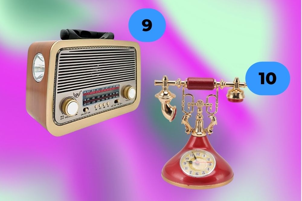 decoração-bruno-mars5 Rádio Vintage e relógio em formato de telefone antigo