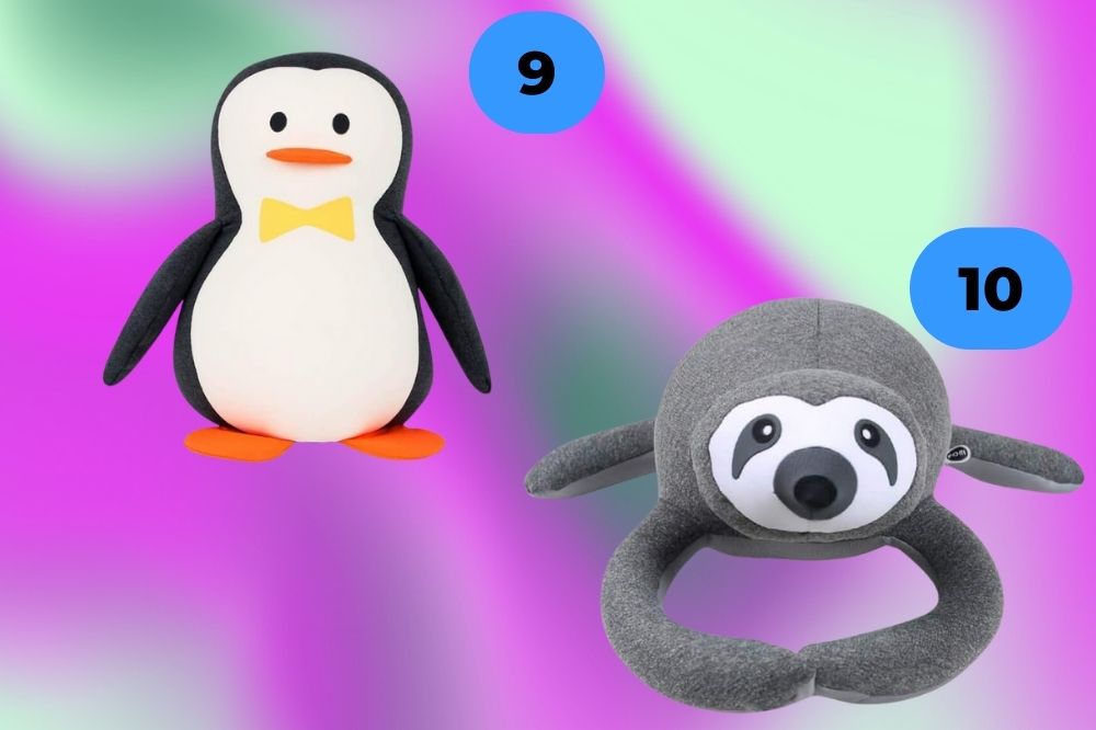 bichos-de-pelucia Pinguim de pelúcia e bicho-preguiça de pelúcia