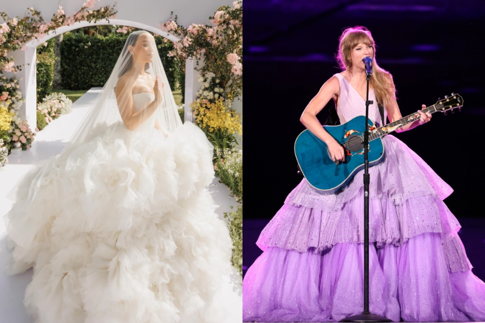 Larissa Manoela e Taylor Swift com vestidos da marca Nicole + Felicia