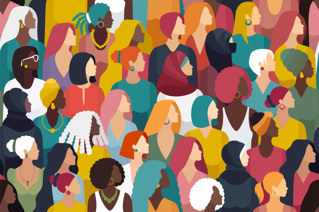 Multi-ethnic Group of People. Seamless Pattern.
