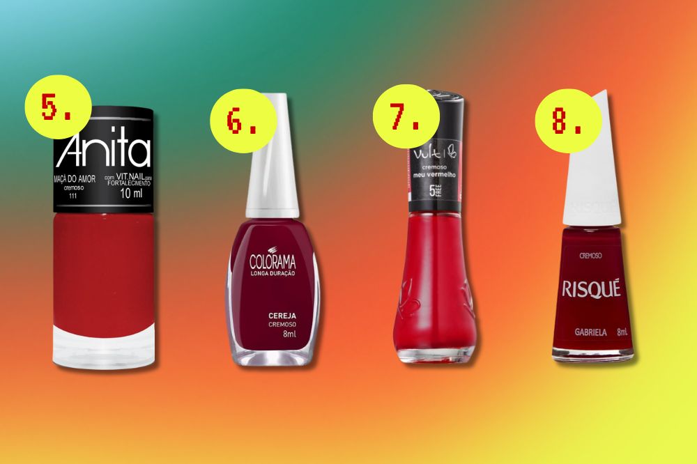Opções de esmaltes vermelhos
