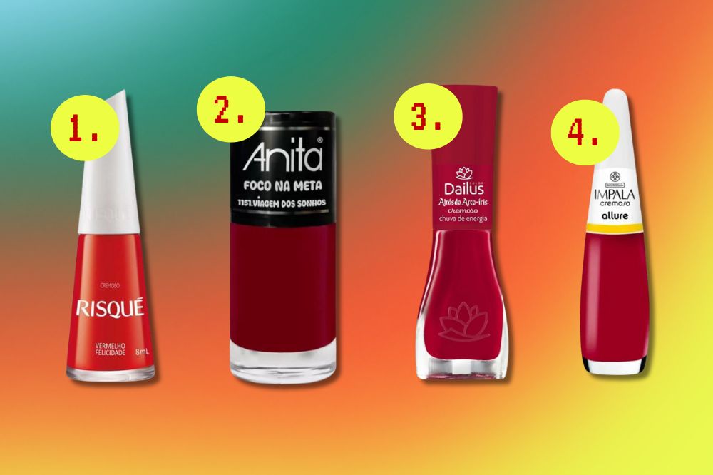 Opções de esmaltes vermelhos