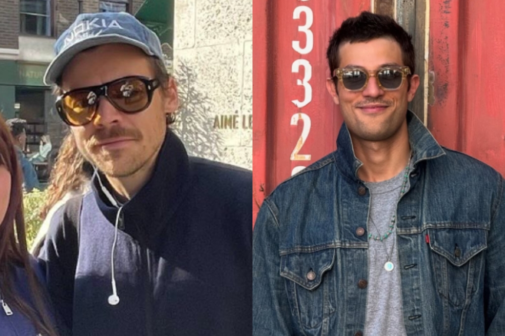 Montagem com foto de Harry Styles à esquerda e Chay Suede à direita