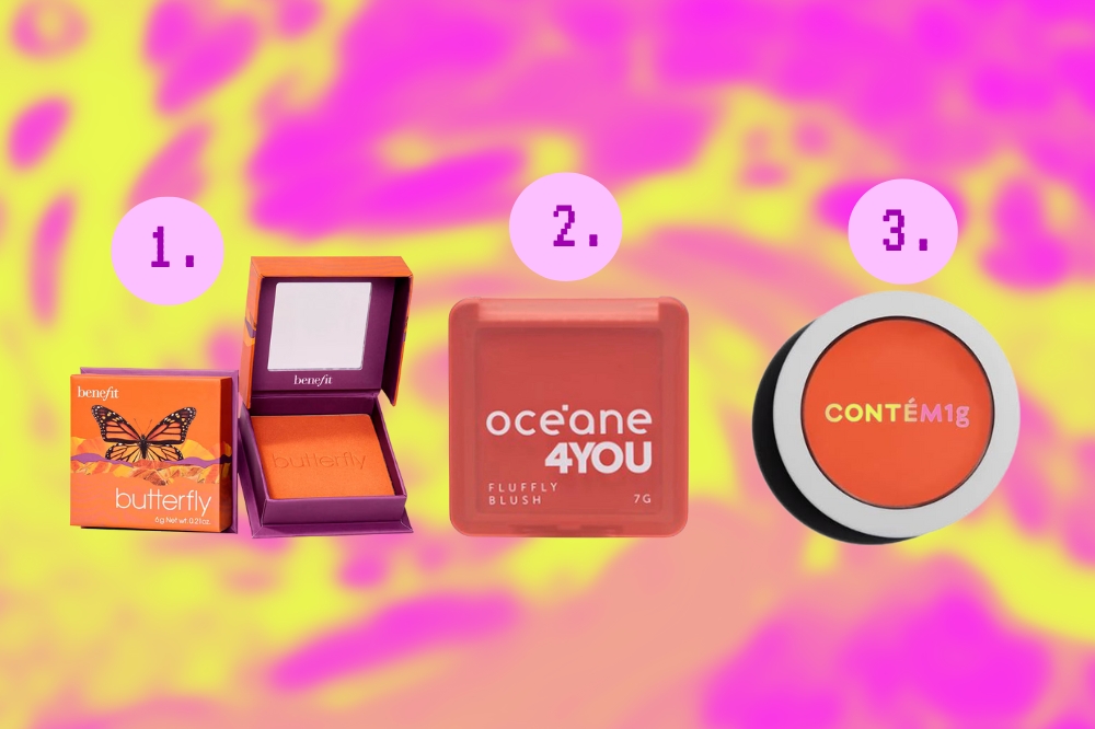 Opções de blush laranja e coral