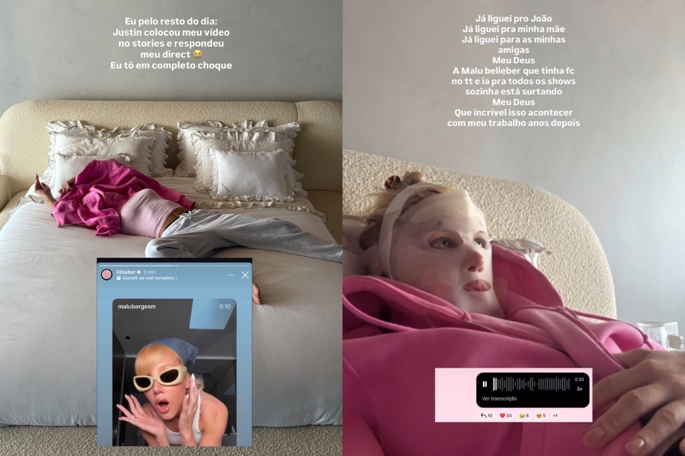 Malu Borges reage a mensagem e repost de Justin Bieber no Instagram